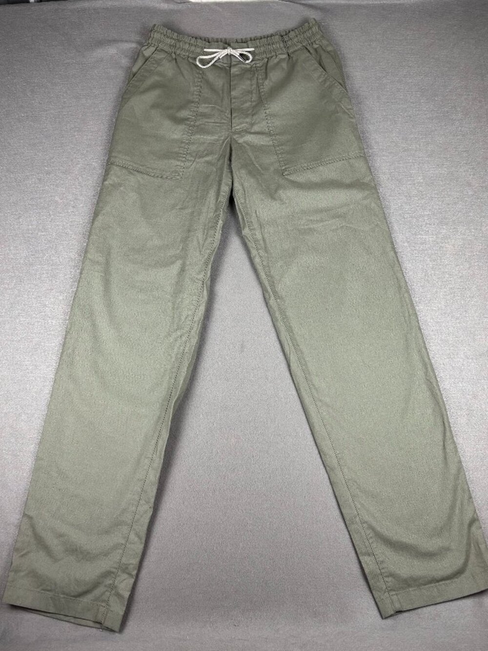 Proper Cloth Sage Cotton Linen Stretch Plainweave Drawstring Pants 30x34 Custom